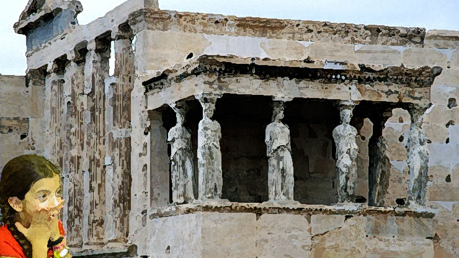 High above Athens, Caryatids support the southern portico on the Erechtheion, the most sacred sanctuary on the Acropolis.